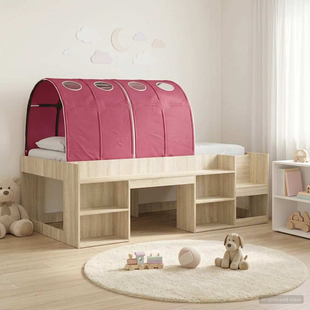 Bedframe met tunnel 3 st Sonoma eiken en rood Bewerkt hout is nu te koop bij PeponiXL, paradijselijk wonen!