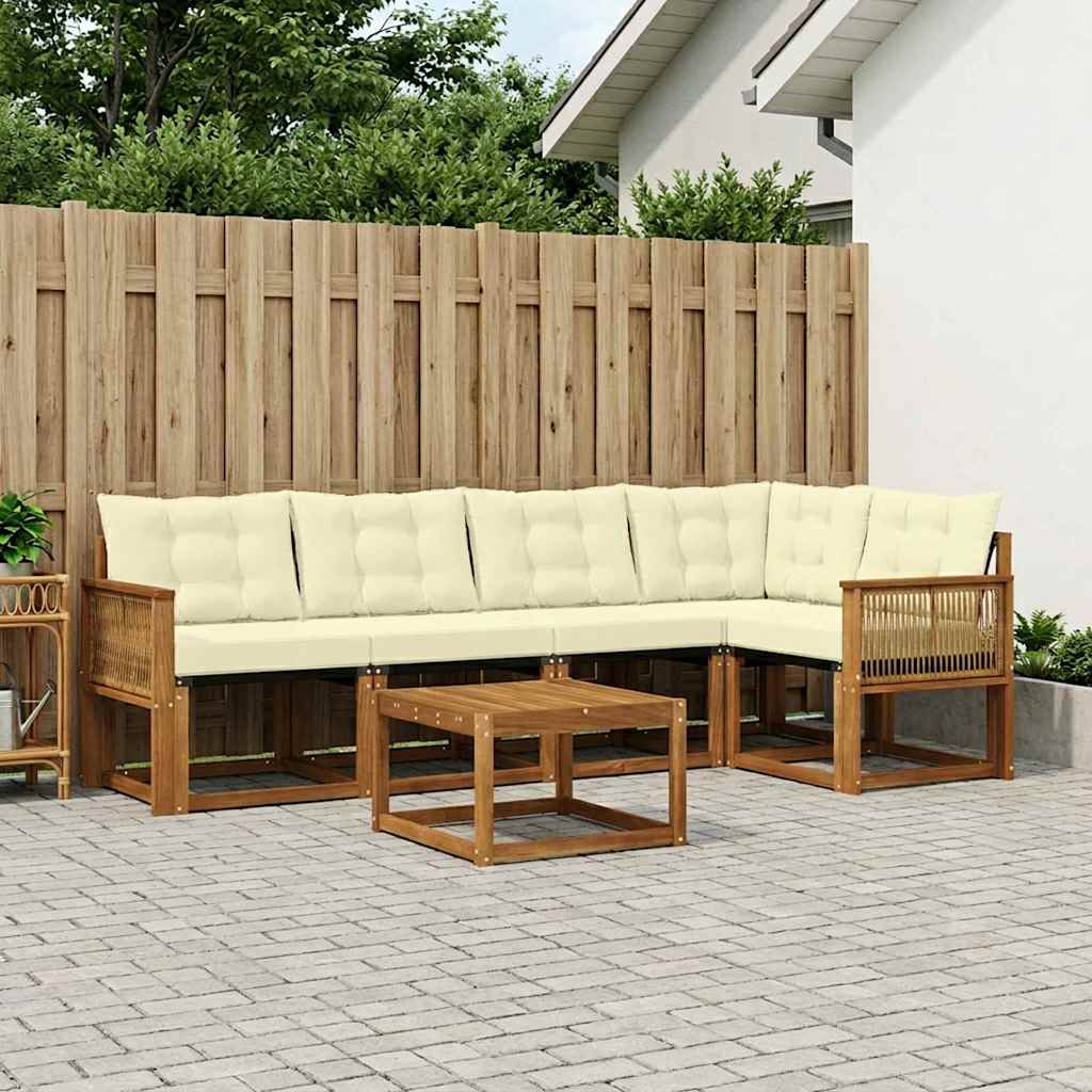 Buiten bankenset met kussen 6 pcs Natuurlijk en Crème is nu te koop bij PeponiXL, paradijselijk wonen!