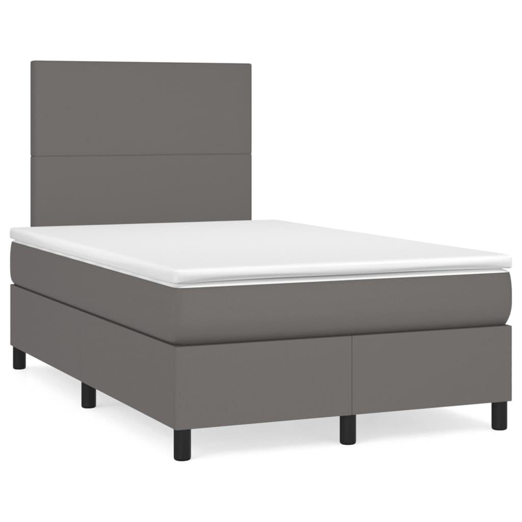 Boxspring met matras kunstleer grijs 120x190 cm is nu te koop bij PeponiXL, paradijselijk wonen!