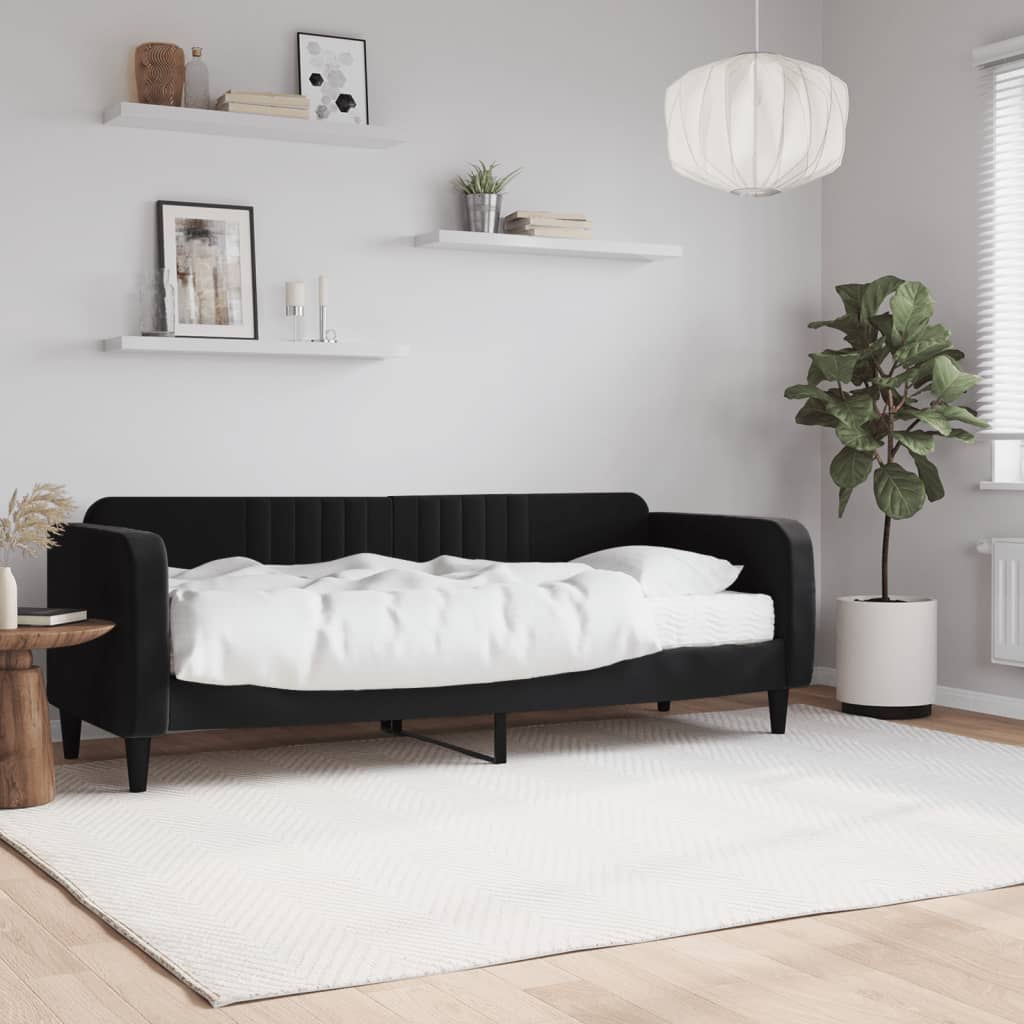 Slaapbank met matras 80x200 cm fluweel zwart is nu te koop bij PeponiXL, paradijselijk wonen!