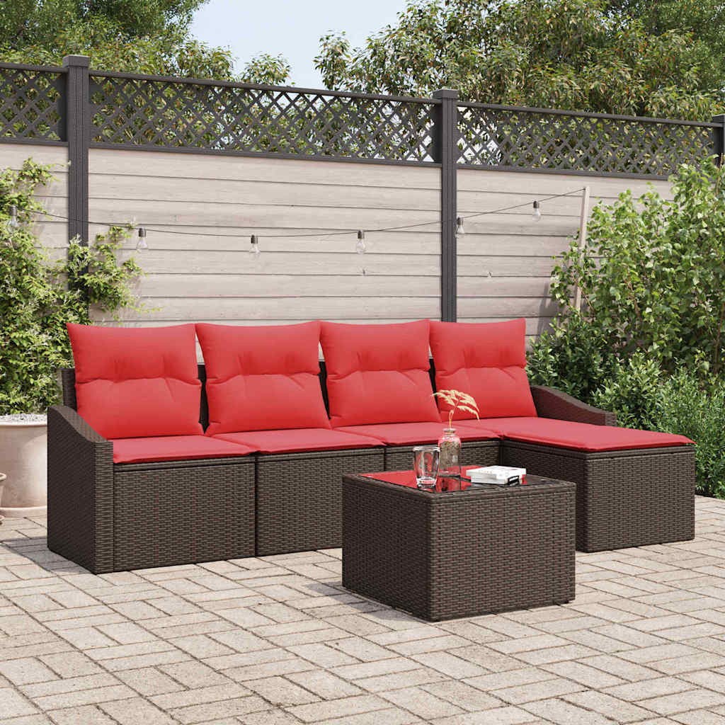 Bankstel 6 st Bruin poly rattan is nu te koop bij PeponiXL, paradijselijk wonen!