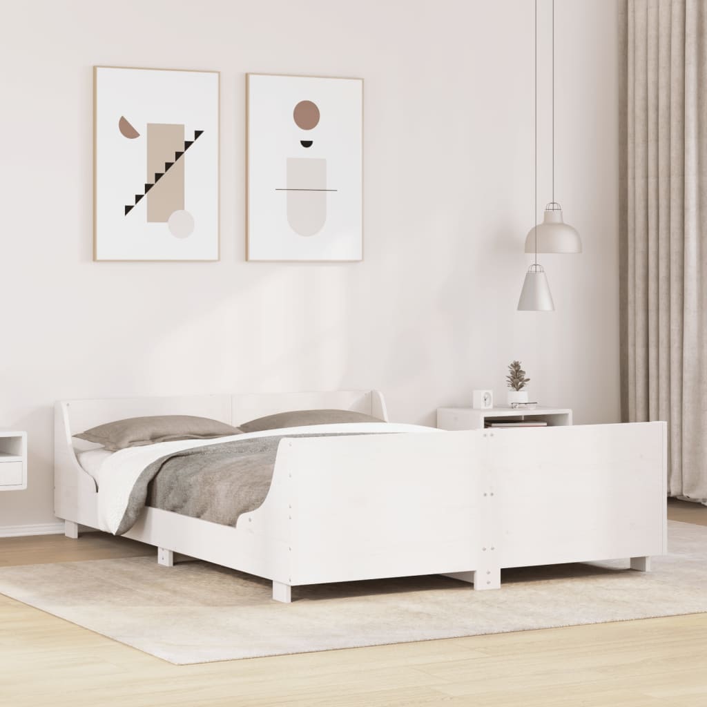 Bedframe zonder matras massief grenenhout wit 120x190 cm is nu te koop bij PeponiXL, paradijselijk wonen!