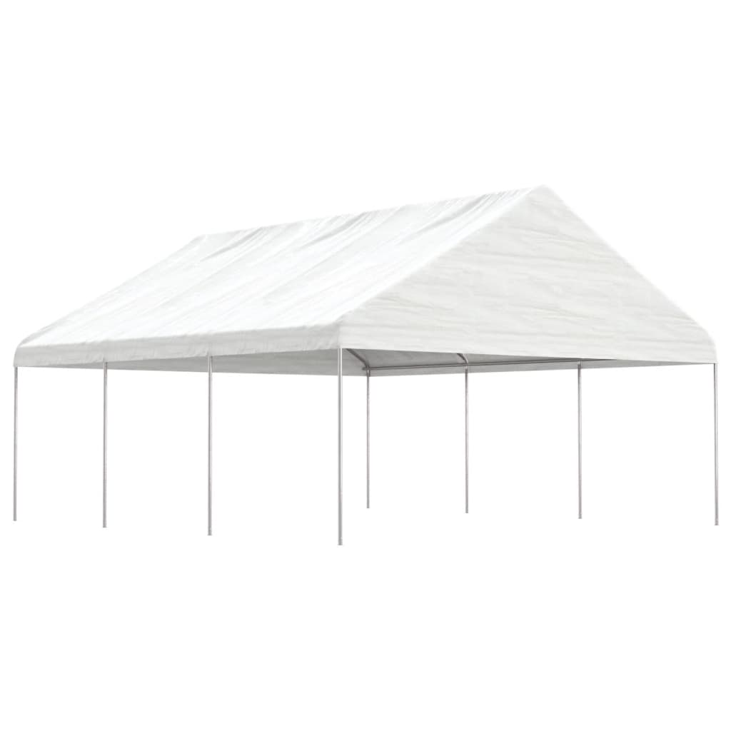 Prieel met dak 6,69x5,88x3,75 m polyetheen wit is nu te koop bij PeponiXL, paradijselijk wonen!