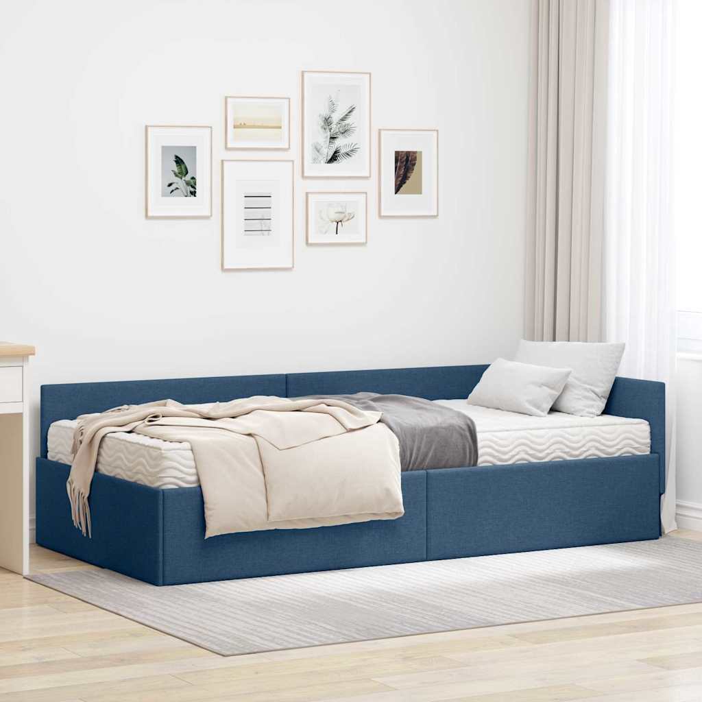 Hoekbedframe met Matras Anders met hoofdeinde 2 pcs Blauw Stof is nu te koop bij PeponiXL, paradijselijk wonen!