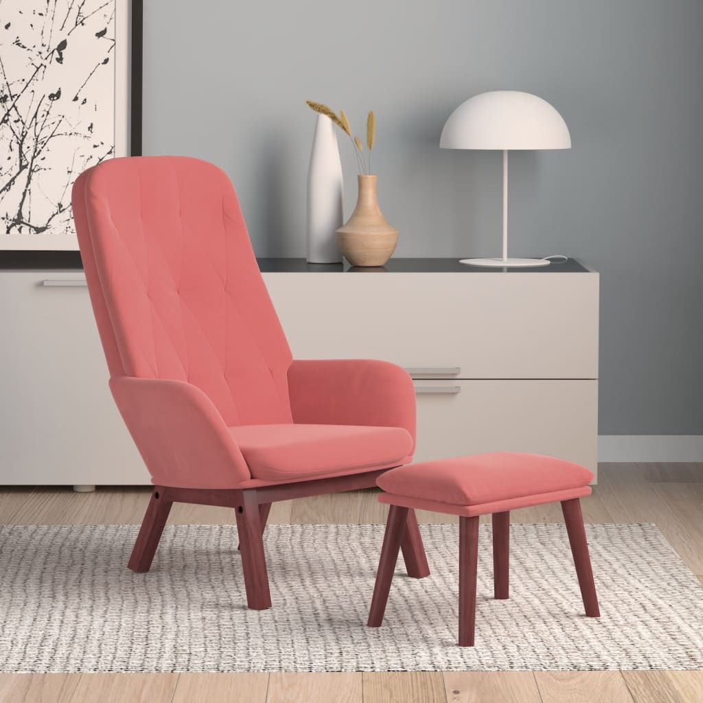 Relaxstoel met voetenbank fluweel roze is nu te koop bij PeponiXL, paradijselijk wonen!