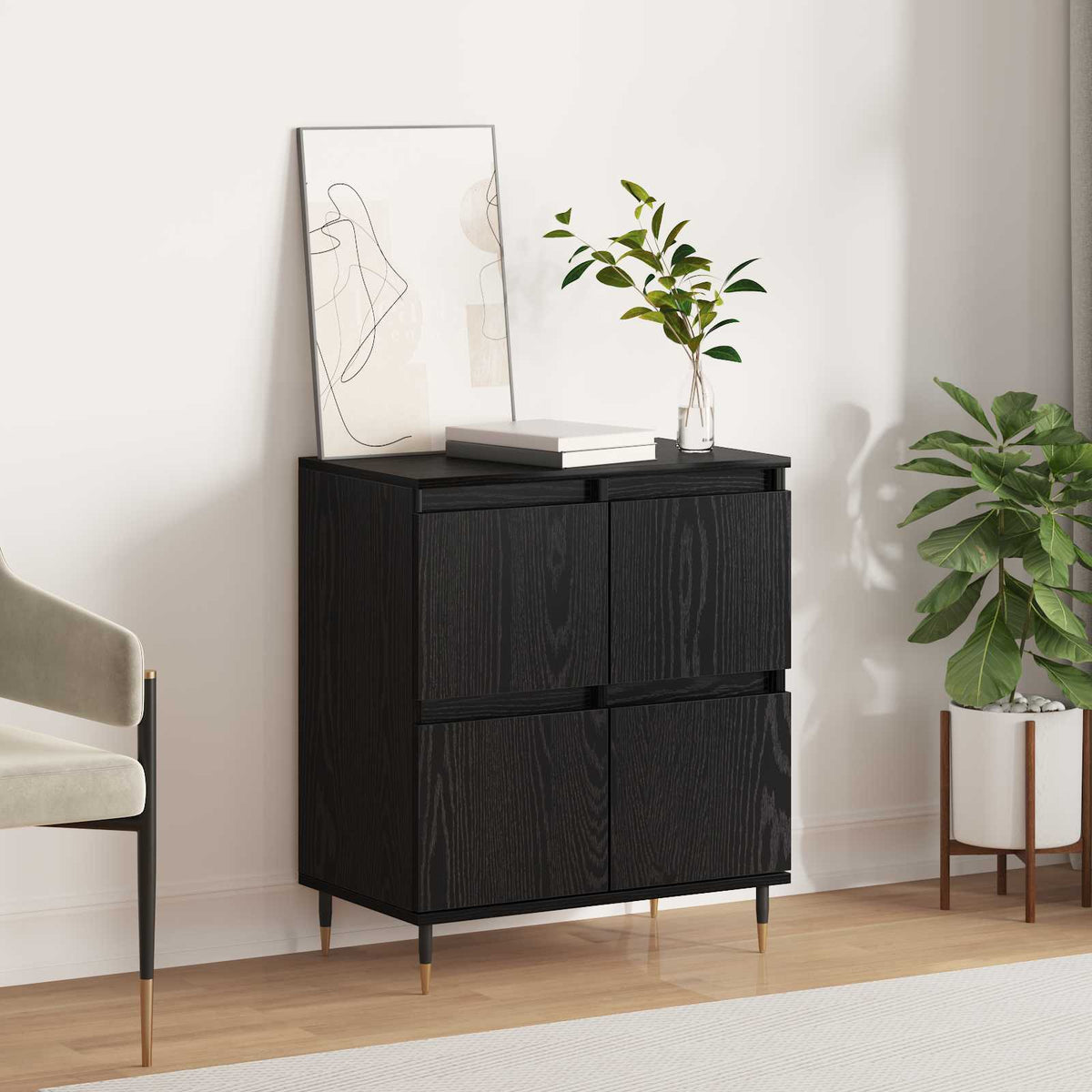 Dressoir Zwart Eiken 60 x 35 x 70 cm is nu te koop bij PeponiXL, paradijselijk wonen!