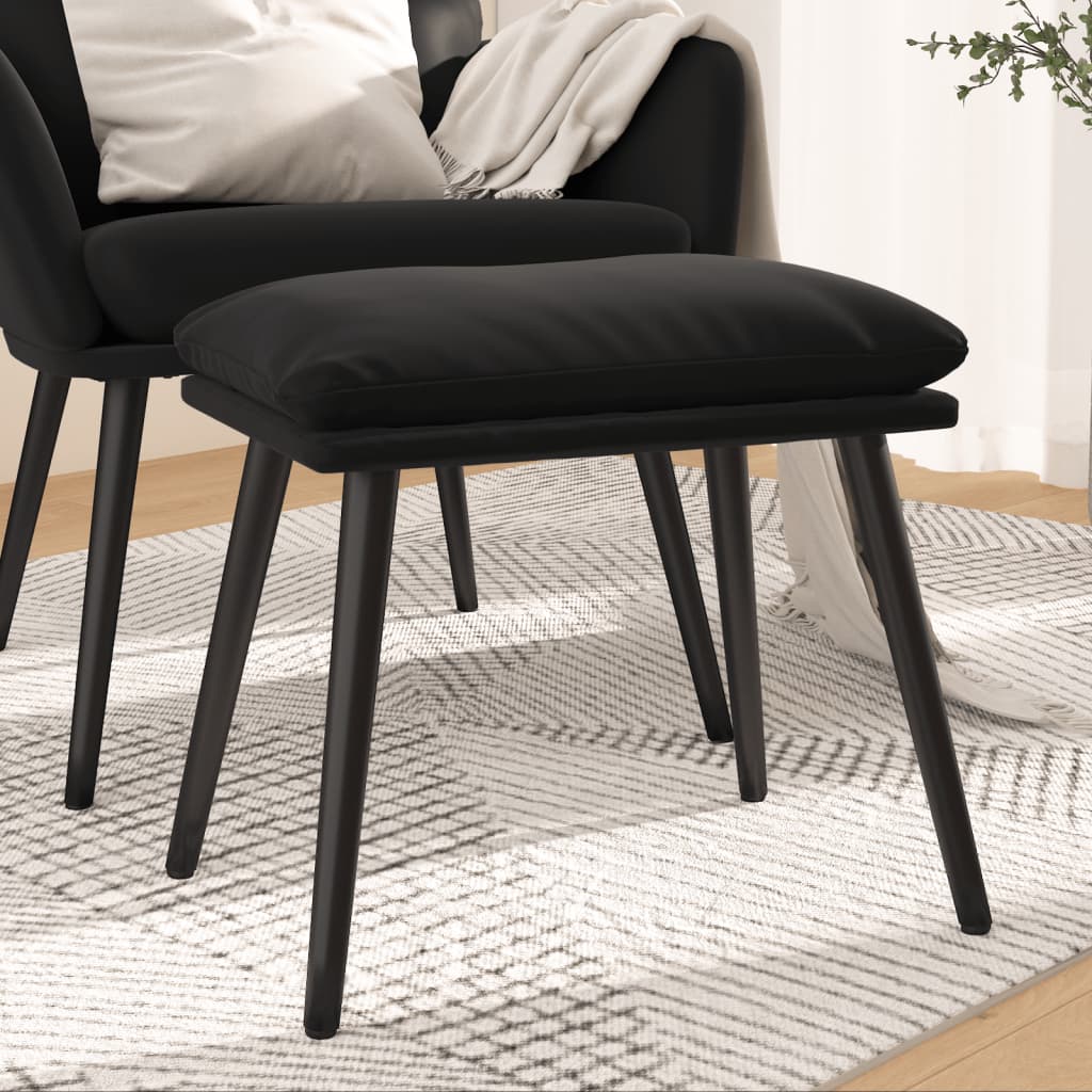 Voetenbank 45x29,5x35 cm fluweel zwart is nu te koop bij PeponiXL, paradijselijk wonen!