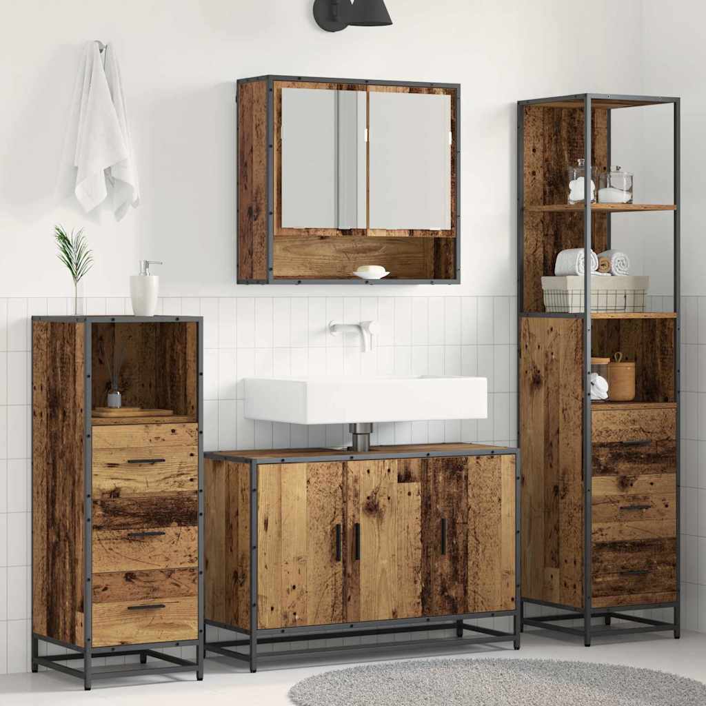 Badkamermeubelset met lade 3 pcs Oud Hout Bewerkt hout is nu te koop bij PeponiXL, paradijselijk wonen!