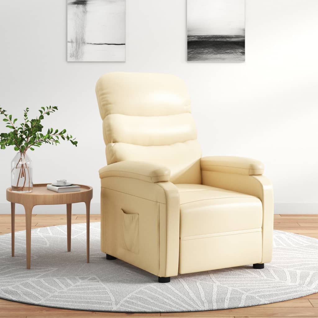 Fauteuil verstelbaar kunstleer crèmekleurig is nu te koop bij PeponiXL, paradijselijk wonen!