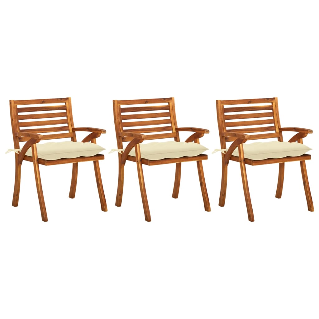 Tuinstoelen 3 st met kussens massief acaciahout is nu te koop bij PeponiXL, paradijselijk wonen!