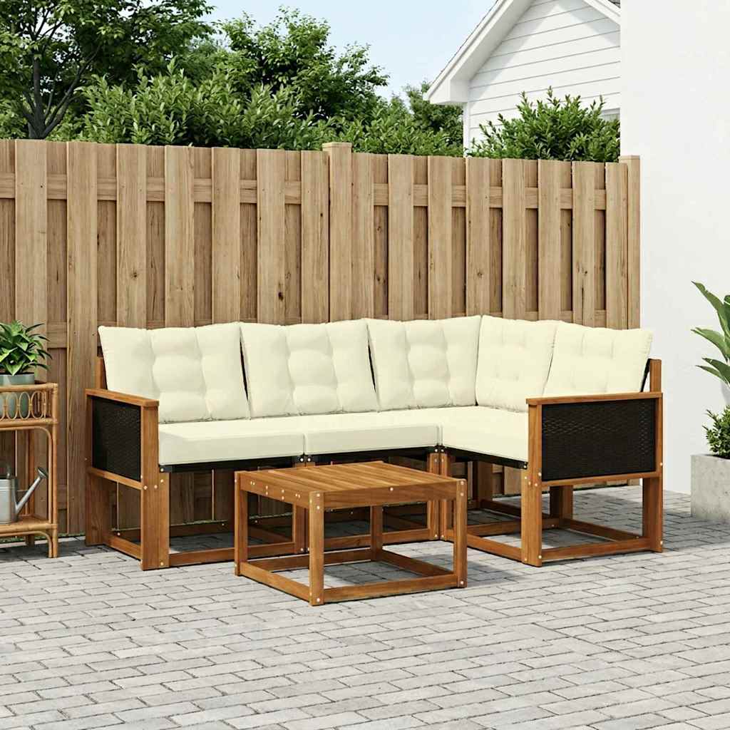 Buiten bankenset met kussen 5 pcs Natuurlijk en Crème is nu te koop bij PeponiXL, paradijselijk wonen!