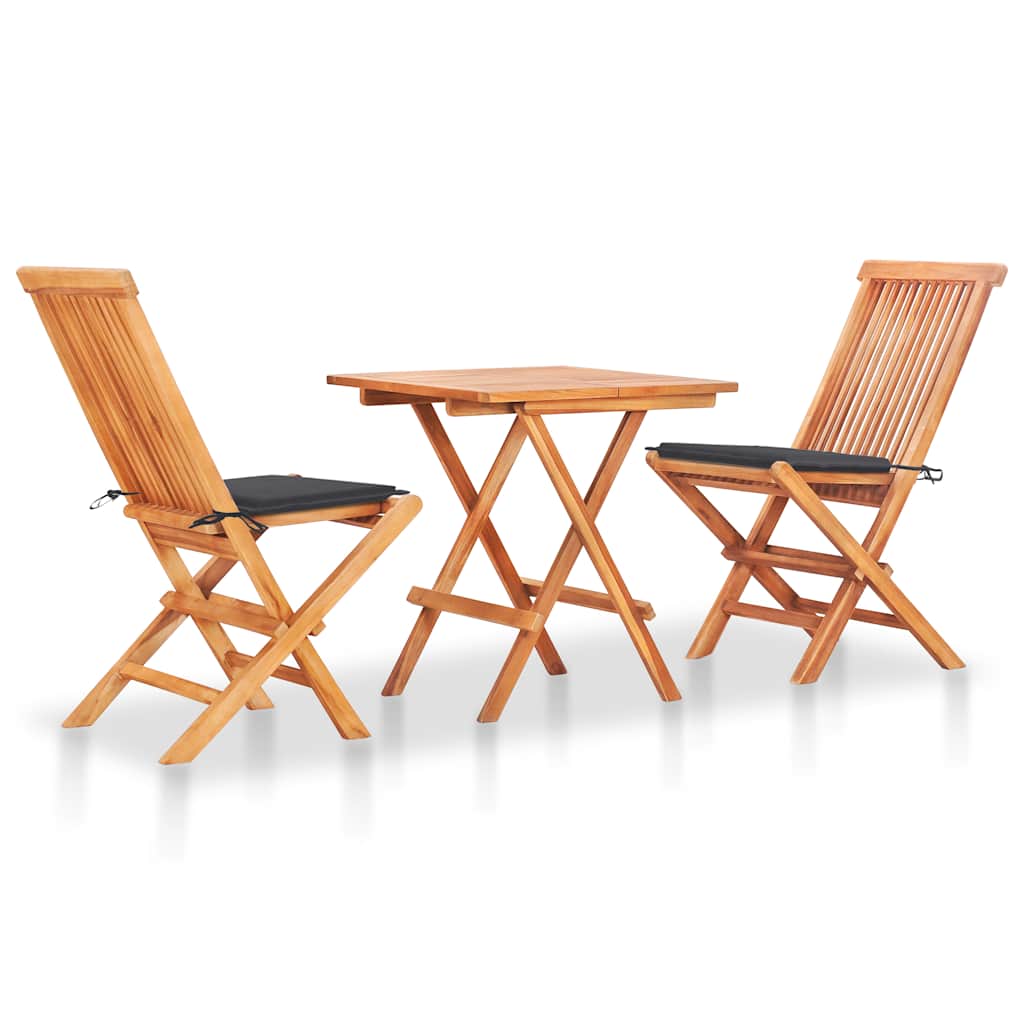 3-delige Bistroset met antracietkleurige kussens teakhout is nu te koop bij PeponiXL, paradijselijk wonen!