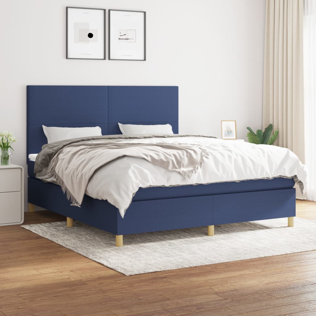 Boxspring met matras stof blauw 180x200 cm is nu te koop bij PeponiXL, paradijselijk wonen!