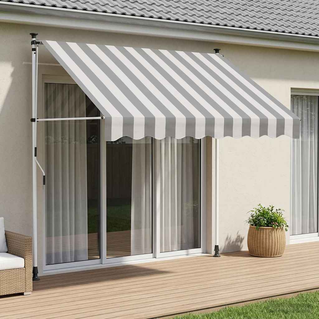 Handmatig uitschuifbare luifel Antraciet en Wit 400 cm is nu te koop bij PeponiXL, paradijselijk wonen!