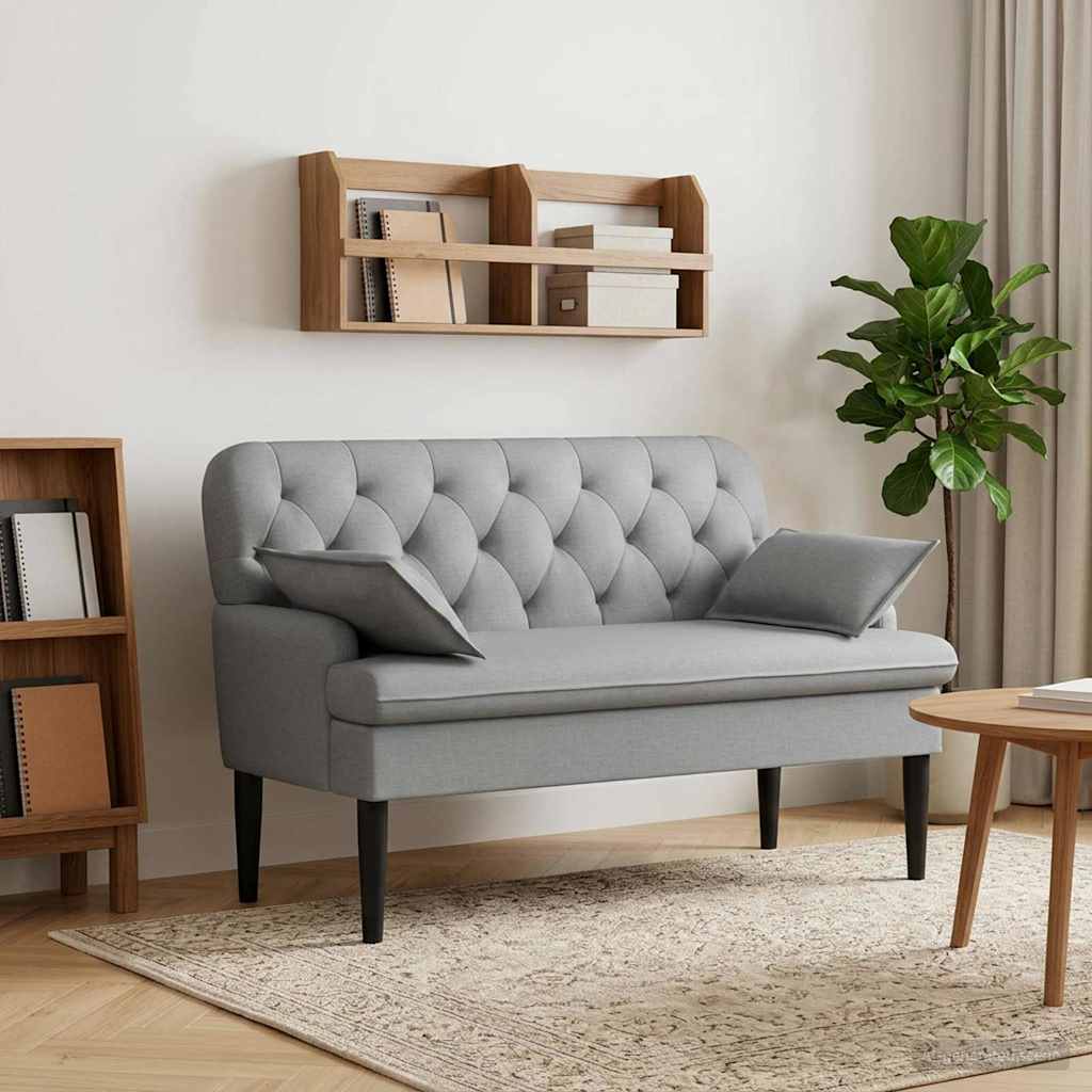 Loungebank met knopencomfort Lichtgrijs 111 x 68 x 80 cm Stof is nu te koop bij PeponiXL, paradijselijk wonen!