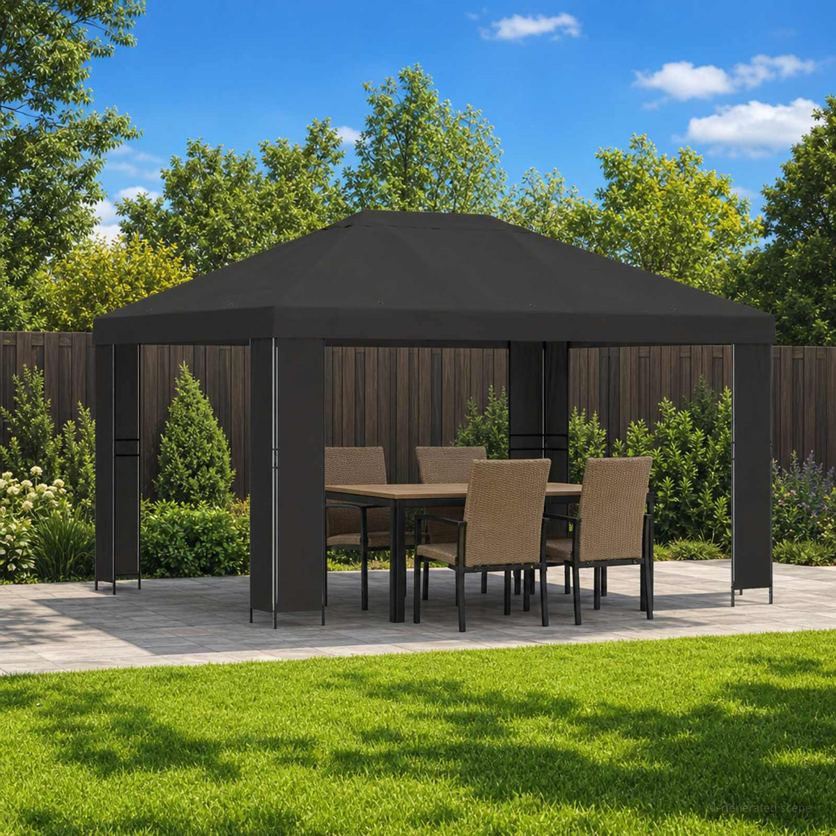 Prieel 4 × 3 m Antracietkleurig Polyester en staal 190 is nu te koop bij PeponiXL, paradijselijk wonen!