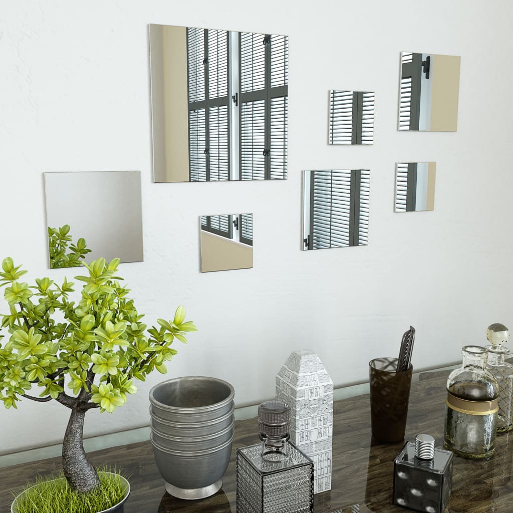 Wandspiegels vierkant glas 7 st is nu te koop bij PeponiXL, paradijselijk wonen!