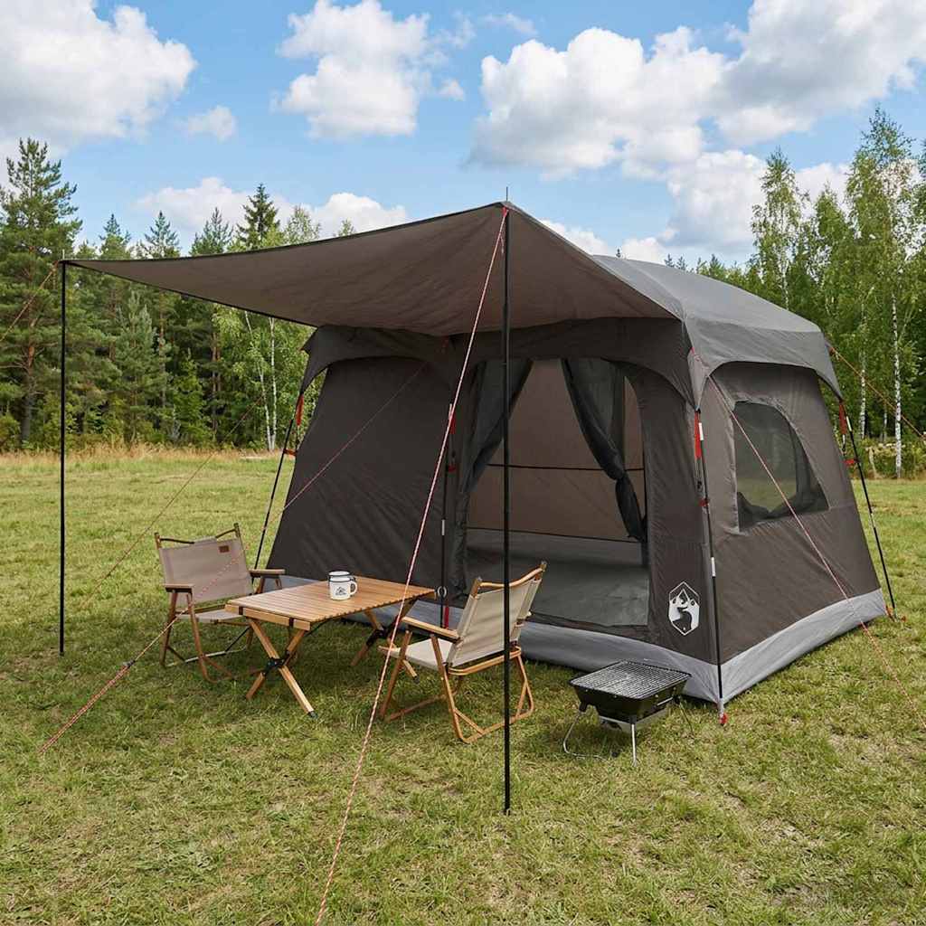 Gezinstent met dak Bruin Grijs 380 x 260 x 190 cm Polyester is nu te koop bij PeponiXL, paradijselijk wonen!