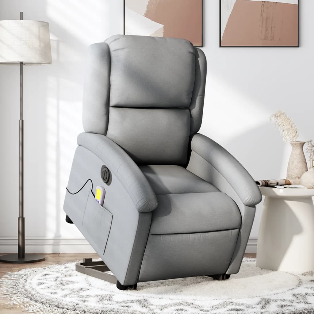 Sta-op-massagestoel elektrisch verstelbaar stof lichtgrijs is nu te koop bij PeponiXL, paradijselijk wonen!