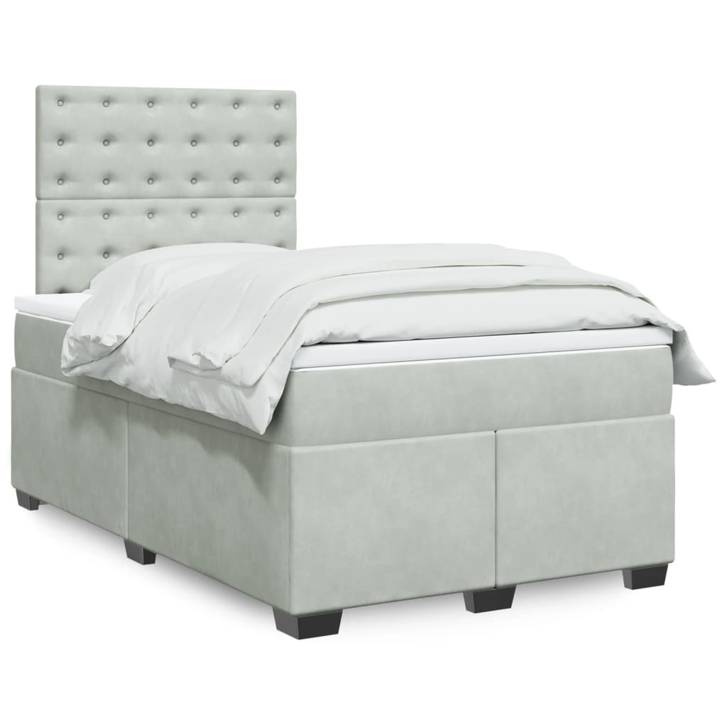 Boxspring met matras fluweel lichtgrijs 120x190 cm is nu te koop bij PeponiXL, paradijselijk wonen!