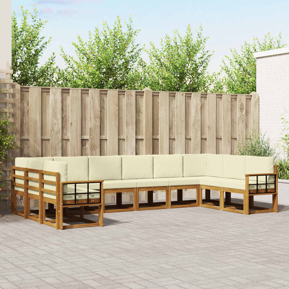 Buiten bankenset met kussen 10 pcs Natuurlijk en Crème is nu te koop bij PeponiXL, paradijselijk wonen!