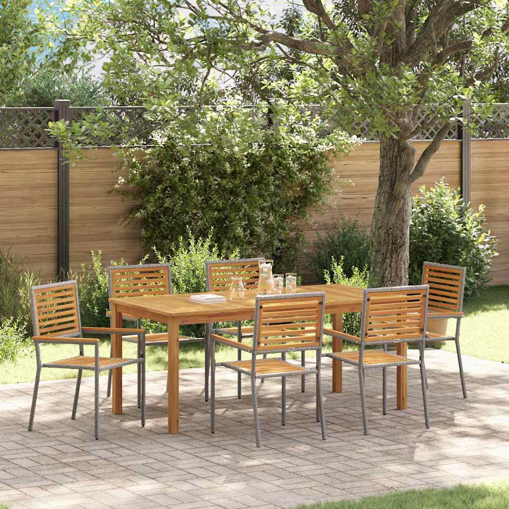 Tuin eettafelset 7 pcs Grijs Massief Acaciahout is nu te koop bij PeponiXL, paradijselijk wonen!