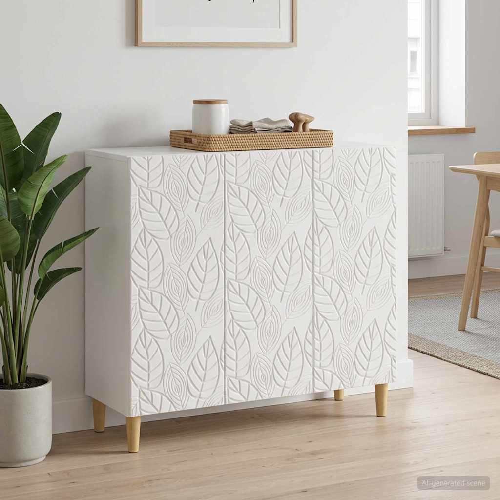 Dressoir Hoogglans Wit 89 x 34,5 x 80 cm Bewerkt hout is nu te koop bij PeponiXL, paradijselijk wonen!