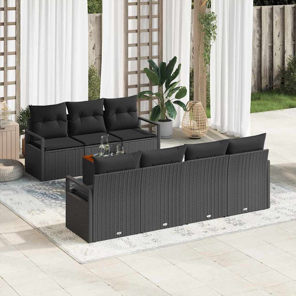 Tuinbankenset met kussen 8 pcs Zwart poly rattan is nu te koop bij PeponiXL, paradijselijk wonen!