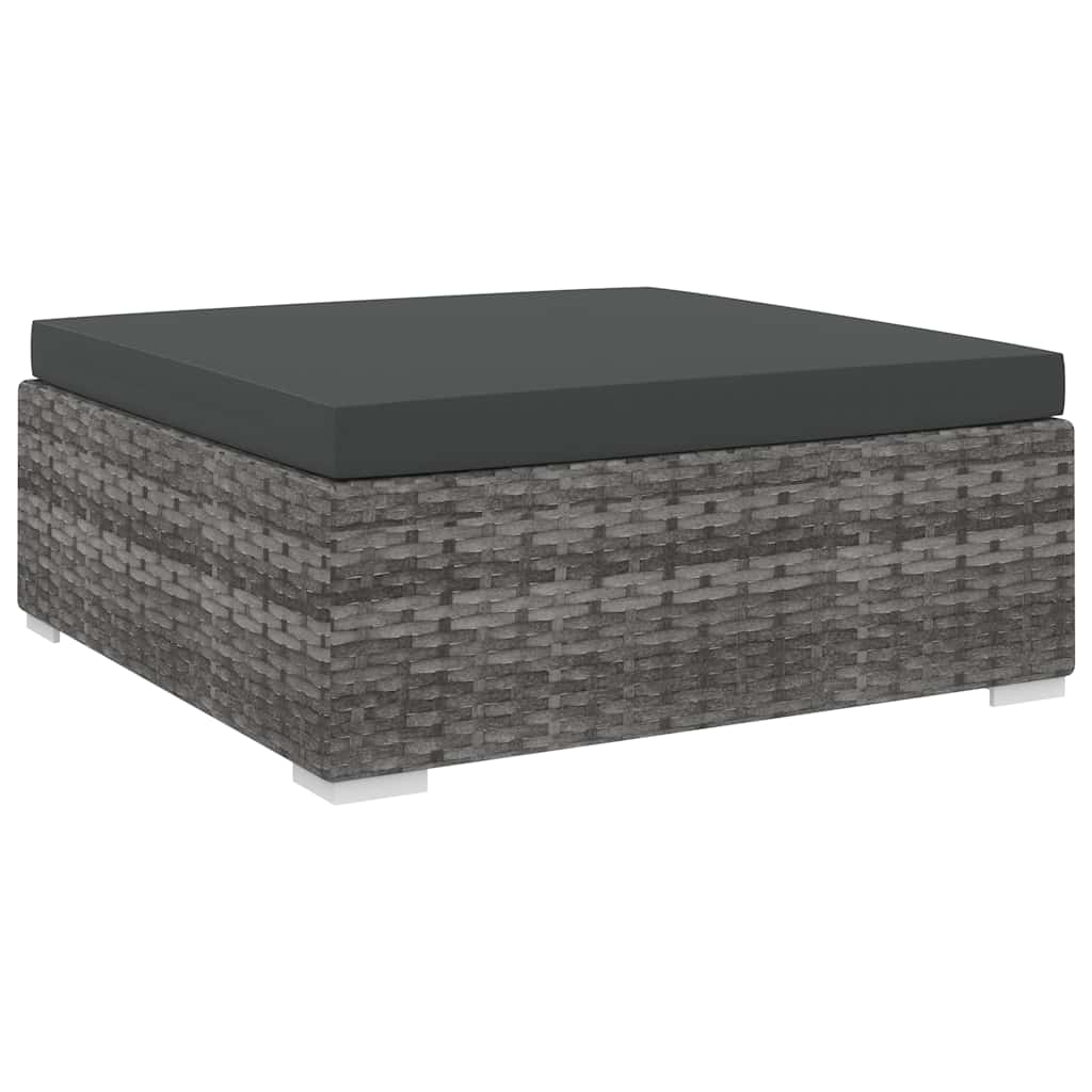 Voetensteun 1 st met kussen poly rattan grijs is nu te koop bij PeponiXL, paradijselijk wonen!