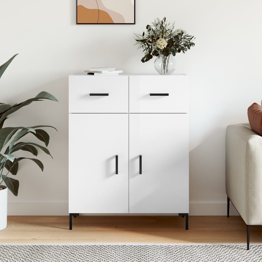 Dressoir 69,5x34x90 cm bewerkt hout hoogglans wit is nu te koop bij PeponiXL, paradijselijk wonen!