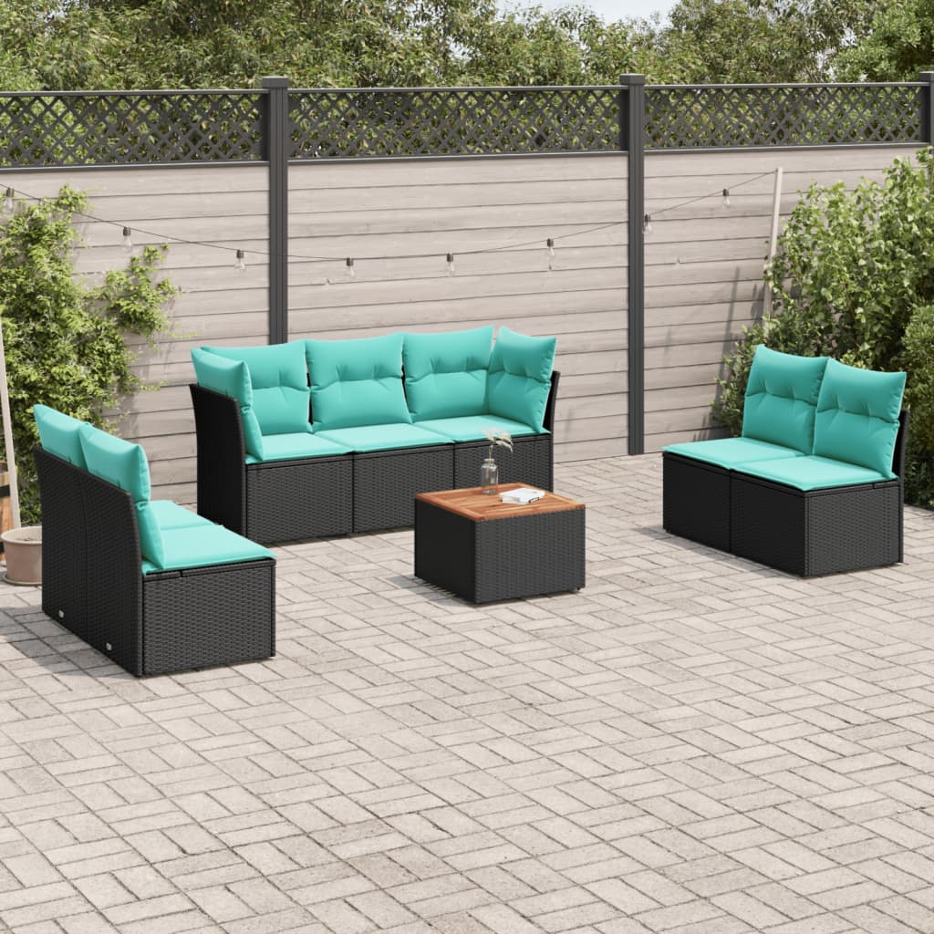 8-delige Loungeset met kussens poly rattan zwart is nu te koop bij PeponiXL, paradijselijk wonen!