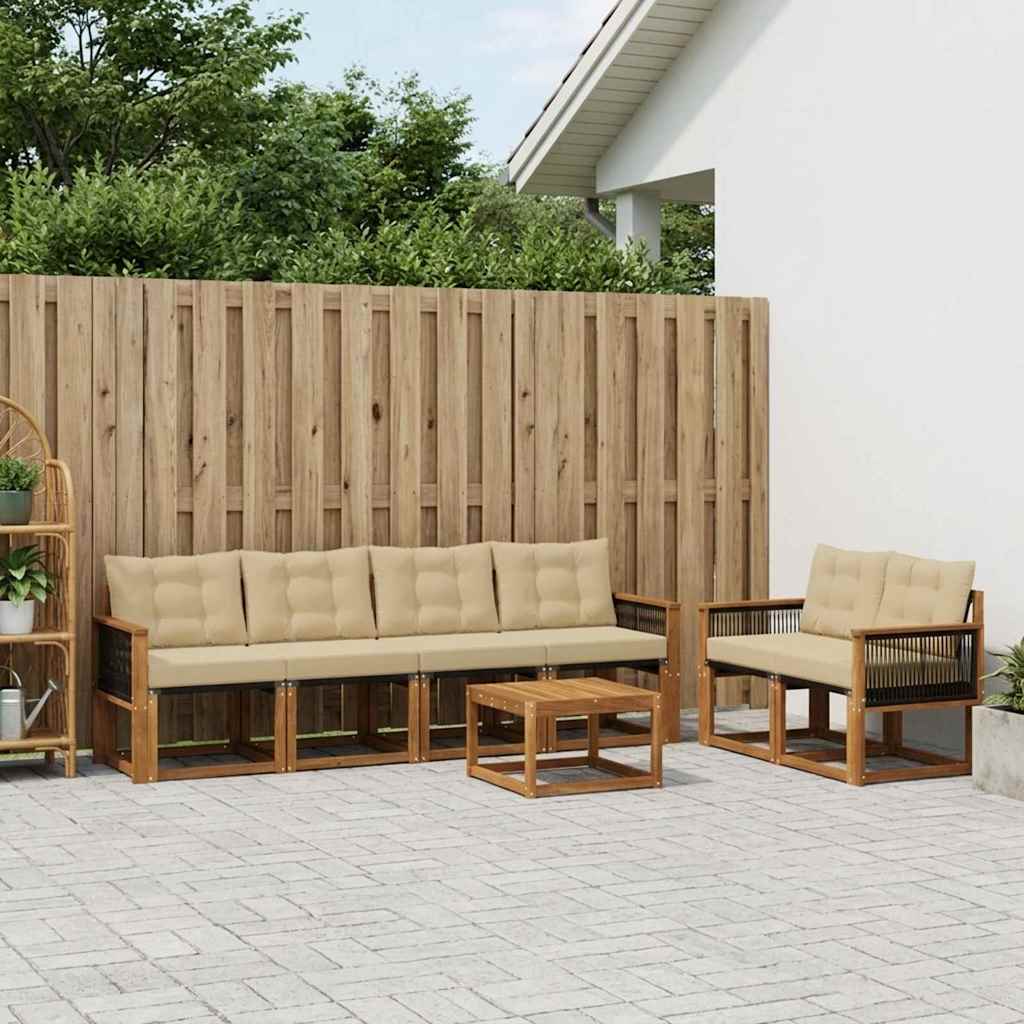 Buiten bankenset met kussen 7 pcs Natuurlijk en Beige is nu te koop bij PeponiXL, paradijselijk wonen!