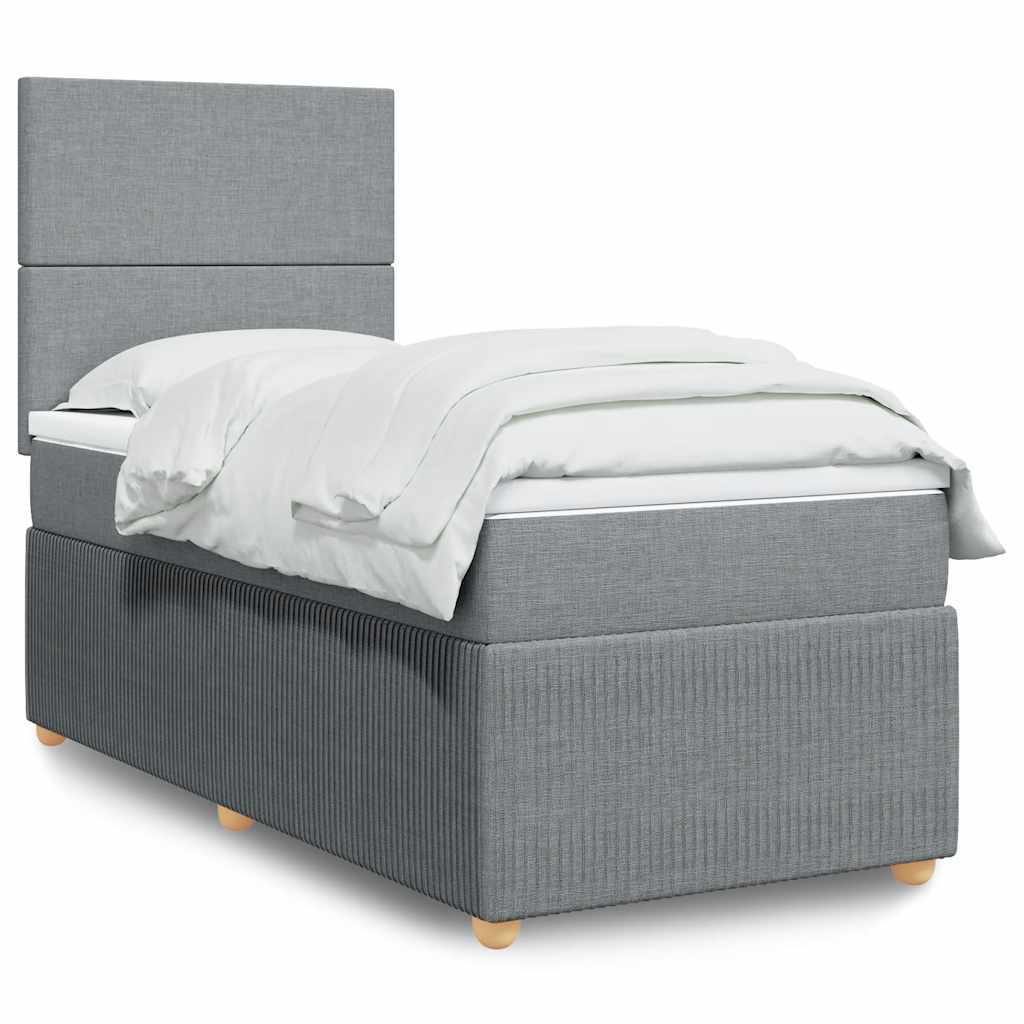 Boxspring met matras stof lichtgrijs 80x200 cm is nu te koop bij PeponiXL, paradijselijk wonen!