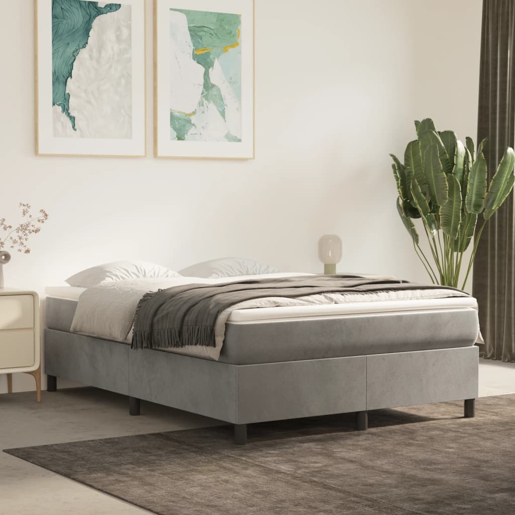 Boxspring met matras fluweel lichtgrijs 140x200 cm is nu te koop bij PeponiXL, paradijselijk wonen!