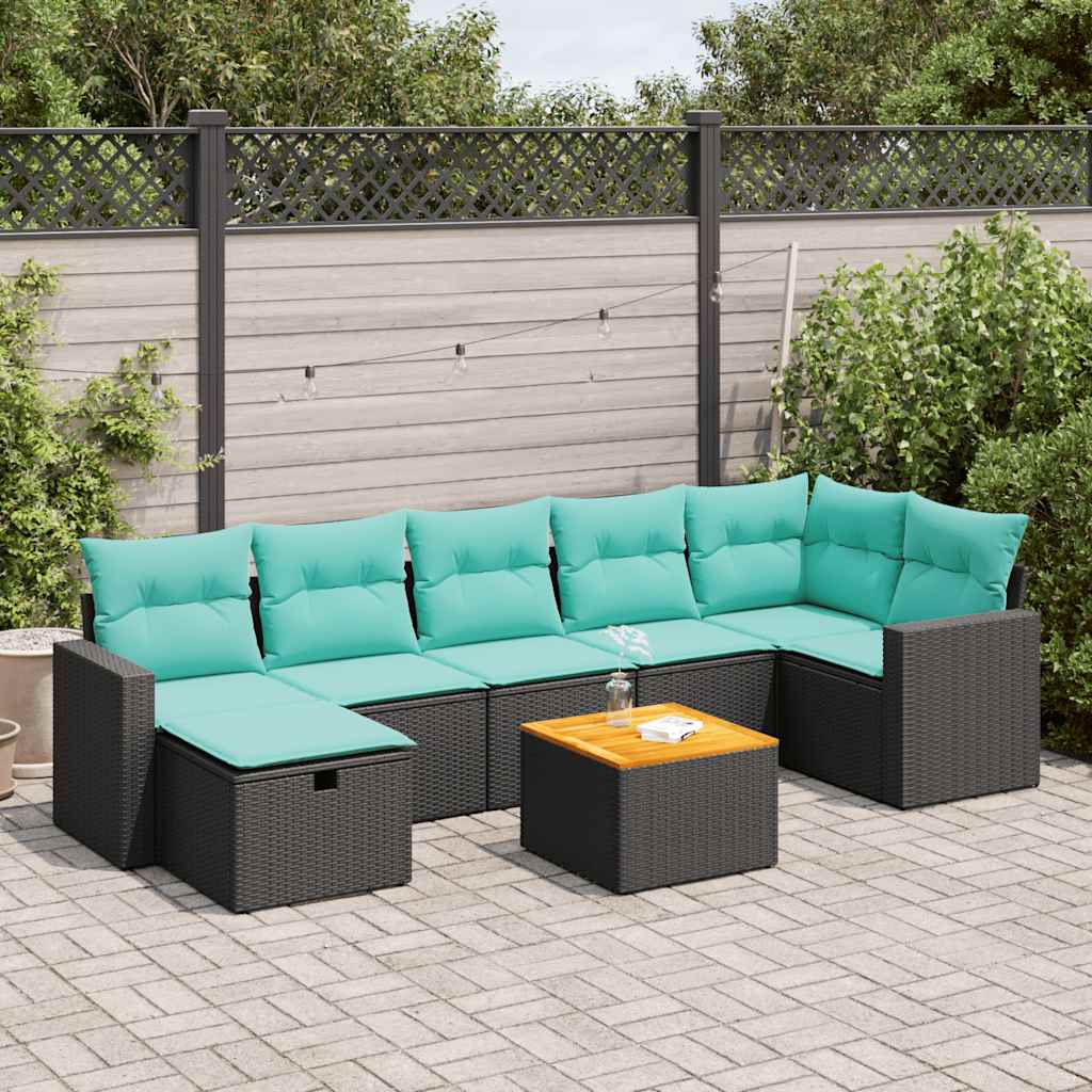 8-delige Loungeset met kussens poly rattan zwart is nu te koop bij PeponiXL, paradijselijk wonen!
