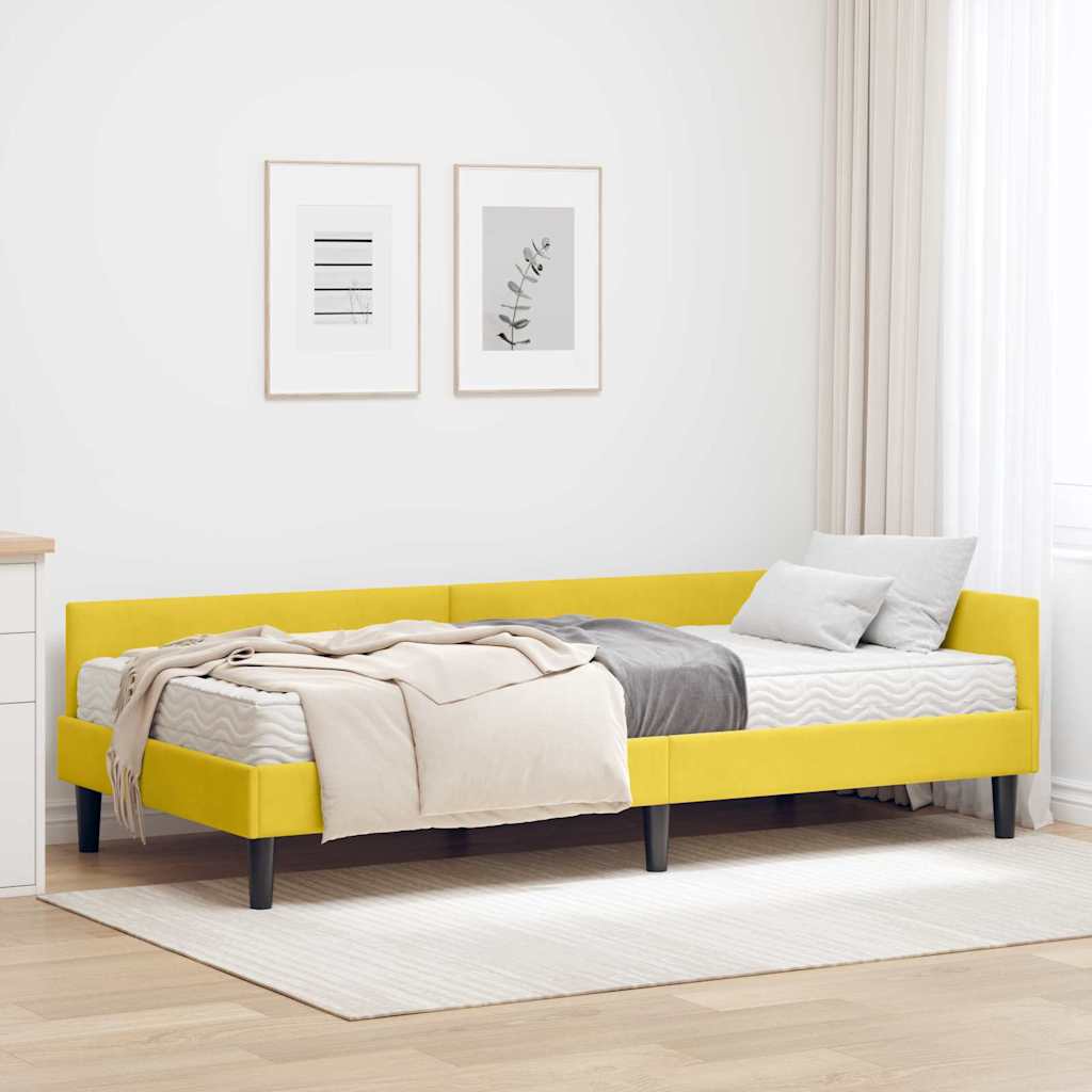 Hoekbedframe met Matras Anders 2 pcs Geel Fluweel is nu te koop bij PeponiXL, paradijselijk wonen!