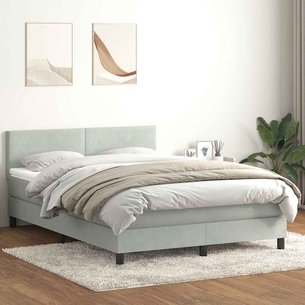 Boxspring met matras fluweel lichtgrijs 160x210 cm is nu te koop bij PeponiXL, paradijselijk wonen!