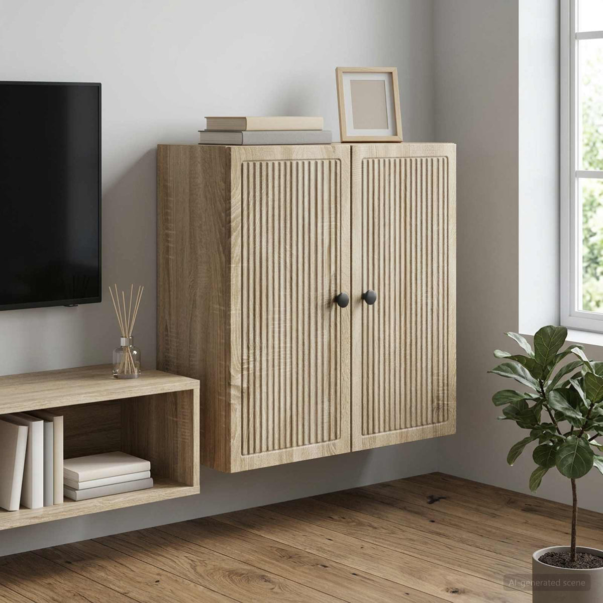 Wandkast Sonoma Eiken 59 x 31 x 60 cm Bewerkt hout is nu te koop bij PeponiXL, paradijselijk wonen!