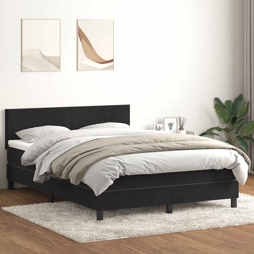 Boxspring met matras fluweel zwart 160x210 cm is nu te koop bij PeponiXL, paradijselijk wonen!