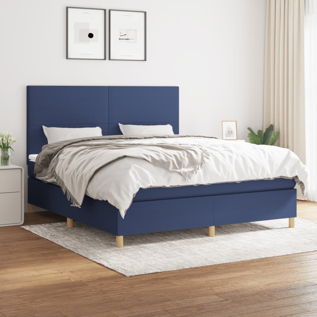 Boxspring met matras stof blauw 160x200 cm is nu te koop bij PeponiXL, paradijselijk wonen!