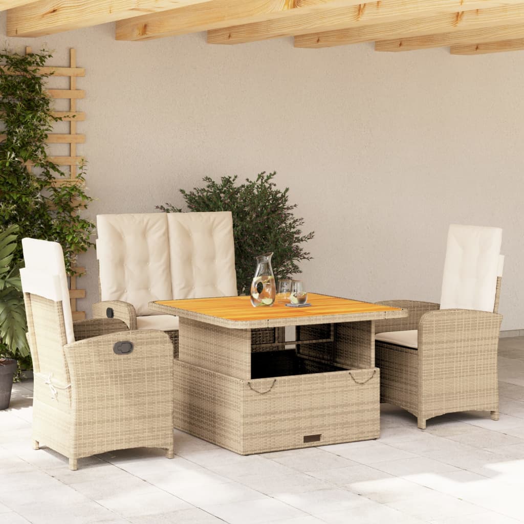 4-delige Tuinset met kussens poly rattan beige is nu te koop bij PeponiXL, paradijselijk wonen!
