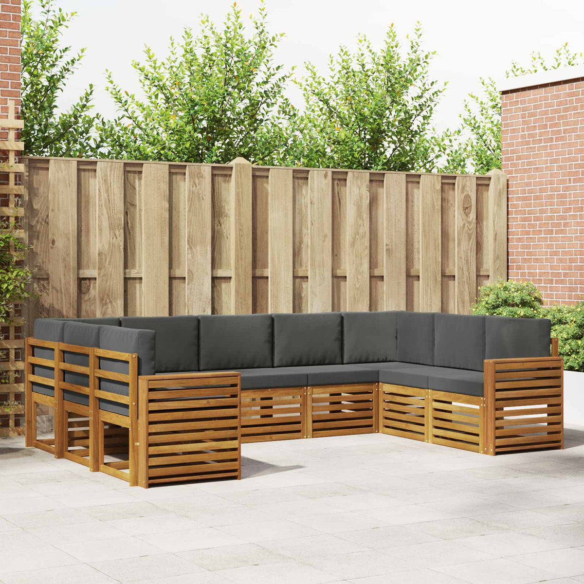 Hoekbank Set met kussen 9 pcs Natuurlijk en Antraciet is nu te koop bij PeponiXL, paradijselijk wonen!