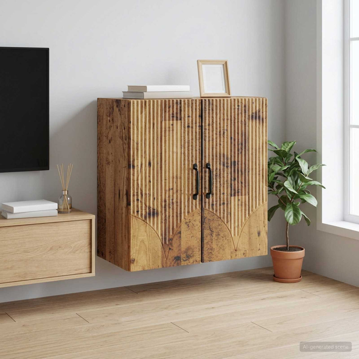 Wandkast Oud hout 59 x 31 x 60 cm Bewerkt hout is nu te koop bij PeponiXL, paradijselijk wonen!