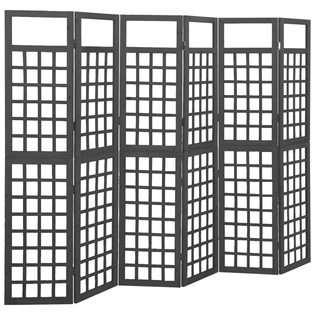 Kamerscherm/trellis met 6 panelen 242,5x180 cm vurenhout zwart is nu te koop bij PeponiXL, paradijselijk wonen!