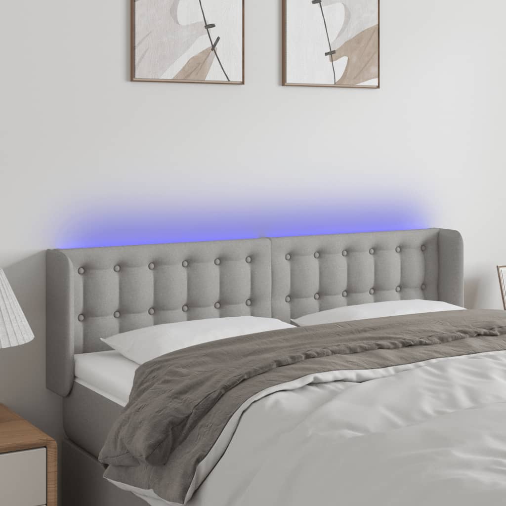 Hoofdbord LED 147x16x78/88 cm stof lichtgrijs is nu te koop bij PeponiXL, paradijselijk wonen!