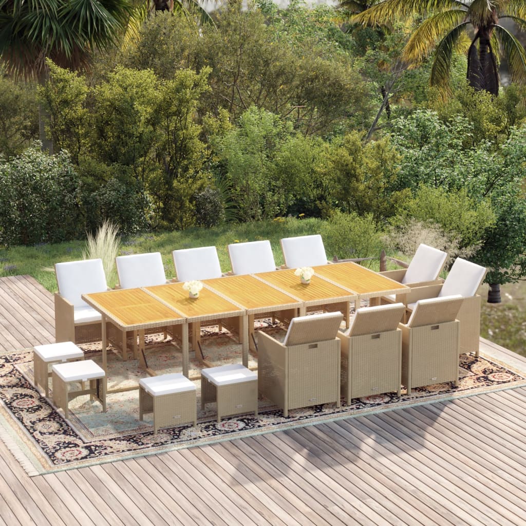 15-delige Tuinset met kussens poly rattan beige is nu te koop bij PeponiXL, paradijselijk wonen!