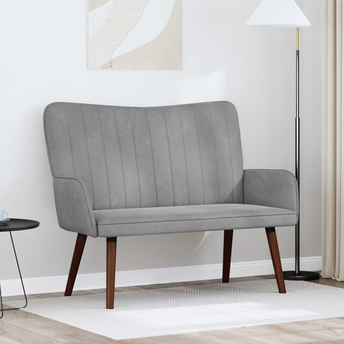 Twee Persoons Sofa Lichtgrijs 115 x 61 x 87 cm Fluweel is nu te koop bij PeponiXL, paradijselijk wonen!