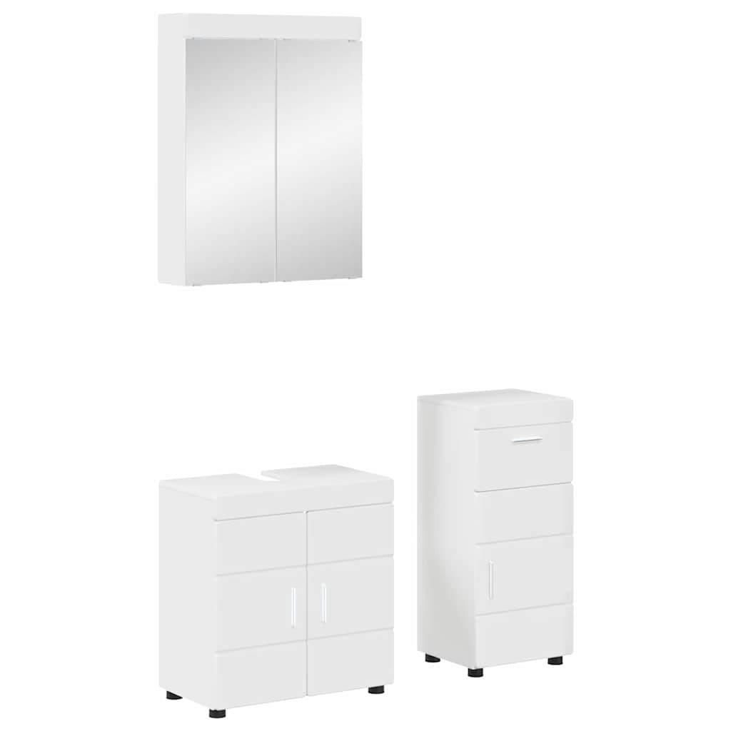 Badkamermeubelset TULUM 3 pcs Hoogglans wit 60 x 34 x 63 cm is nu te koop bij PeponiXL, paradijselijk wonen!
