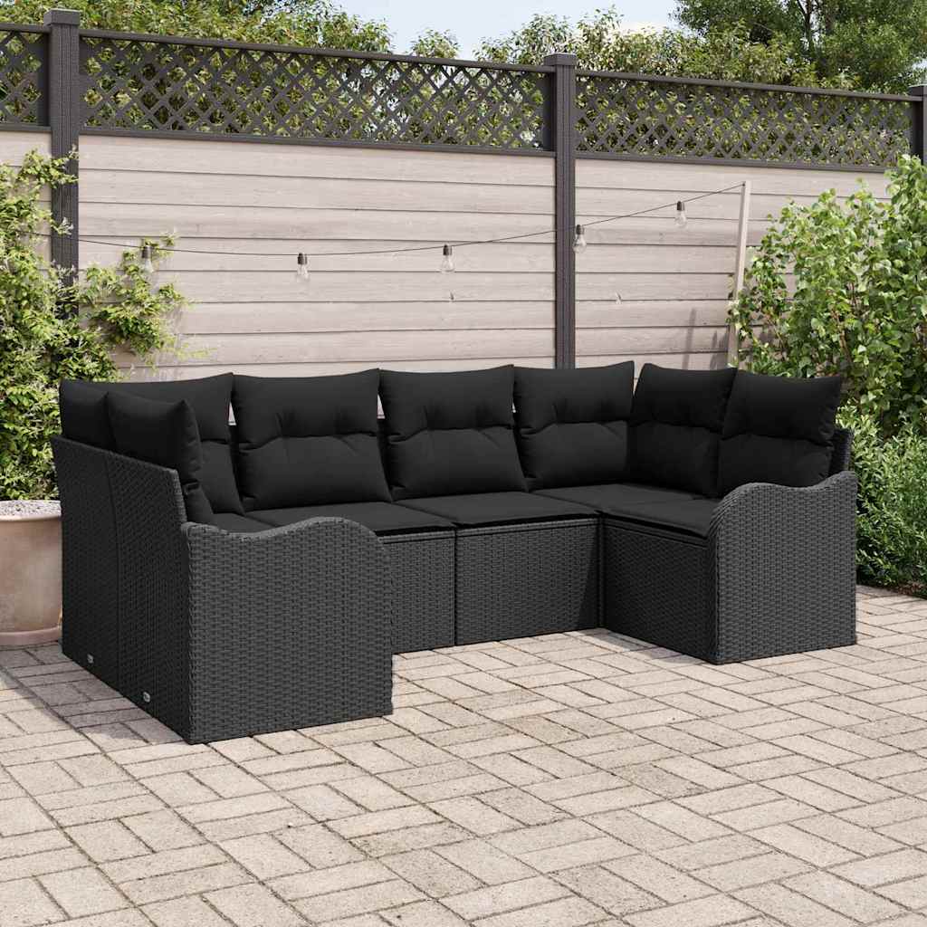 Tuin Sofa Set met opslag 6 pcs Zwart Poly riet is nu te koop bij PeponiXL, paradijselijk wonen!