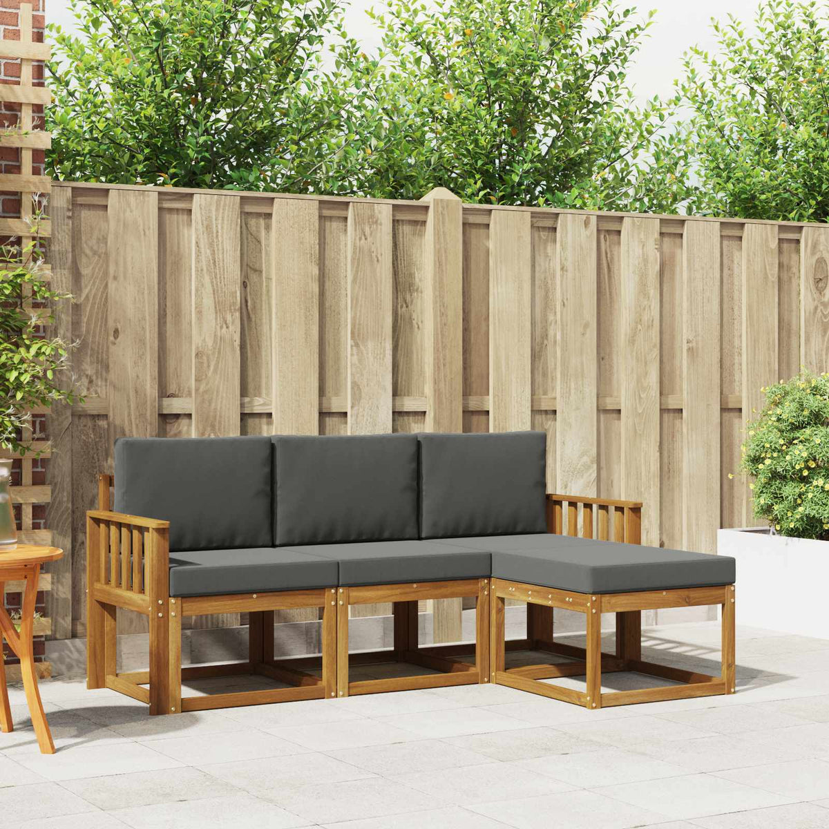 Buiten bankenset met kussen 4 pcs Natuurlijk en Antraciet is nu te koop bij PeponiXL, paradijselijk wonen!